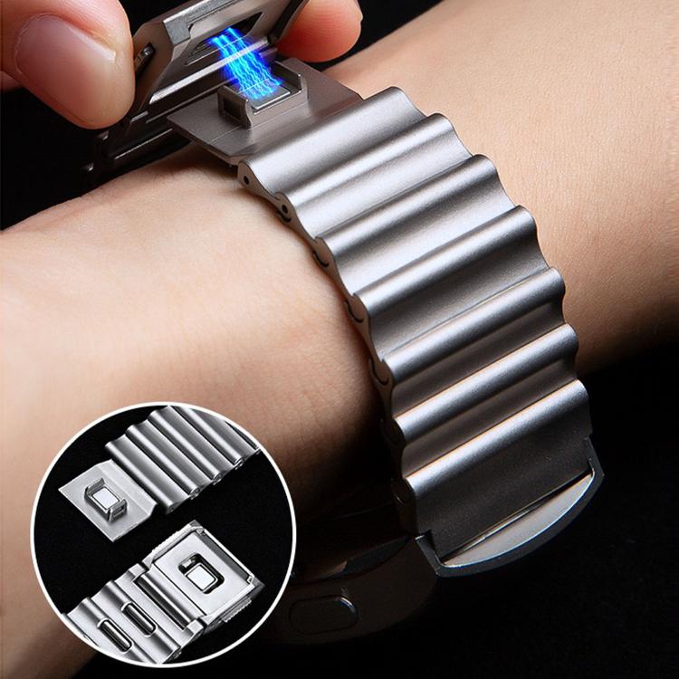 Ocean Wave Texture Magnetic Clasp Stainless Steel Watch Band, For Samsung Galaxy Watch Ultra 2025 / Ultra 47mm