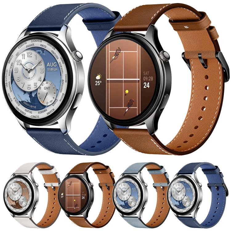Pin Buckle Genuine Leather Watch Band, For Xiaomi Watch S5 46mm