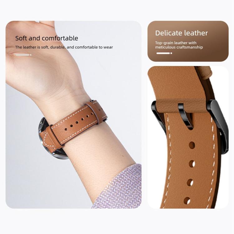 Pin Buckle Genuine Leather Watch Band, For Xiaomi Watch S5 46mm