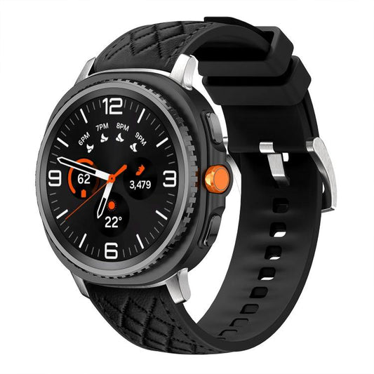 Diamond Texture Vegan Leather Silicone Watch Band, For Samsung Galaxy Watch8 / Watch8 Classic