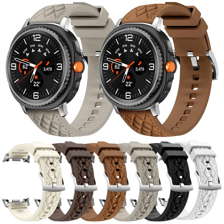 Diamond Texture Vegan Leather Silicone Watch Band, For Samsung Galaxy Watch8 / Watch8 Classic