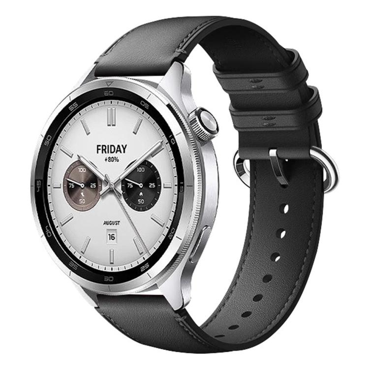 Solid Color Round Buckle Genuine Leather Watch Band, For Xiaomi Watch S4