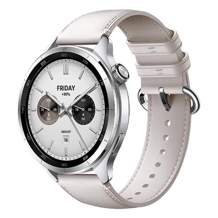Solid Color Round Buckle Genuine Leather Watch Band, For Xiaomi Watch S4