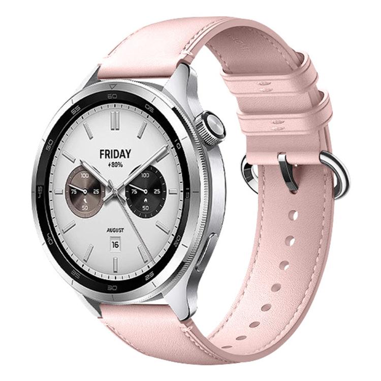Solid Color Round Buckle Genuine Leather Watch Band, For Xiaomi Watch S4