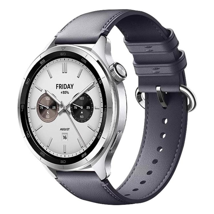 Solid Color Round Buckle Genuine Leather Watch Band, For Xiaomi Watch S4