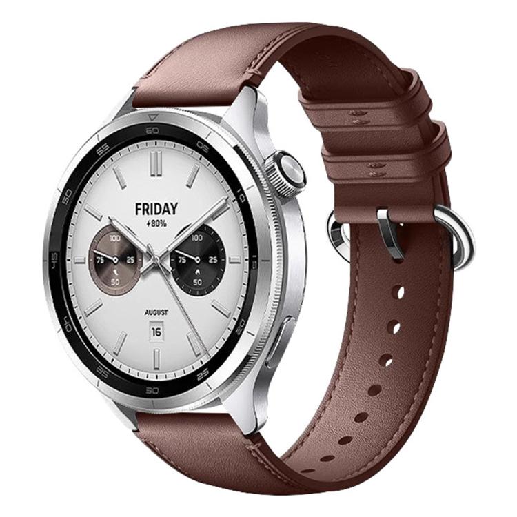 Solid Color Round Buckle Genuine Leather Watch Band, For Xiaomi Watch S4