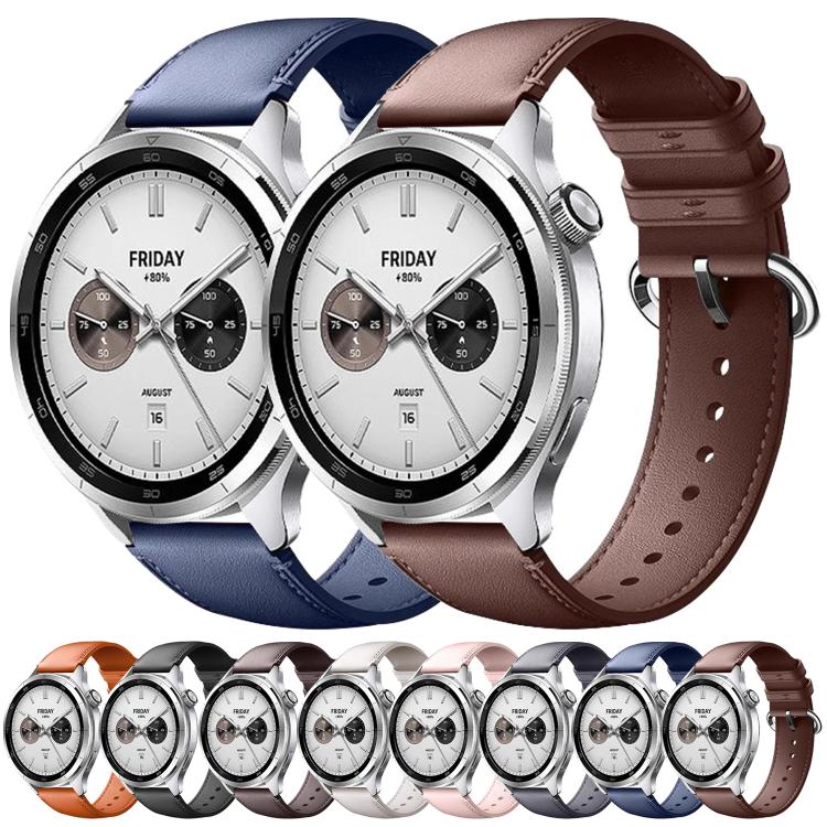 Solid Color Round Buckle Genuine Leather Watch Band, For Xiaomi Watch S4