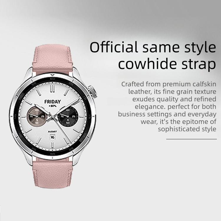 Solid Color Round Buckle Genuine Leather Watch Band, For Xiaomi Watch S4