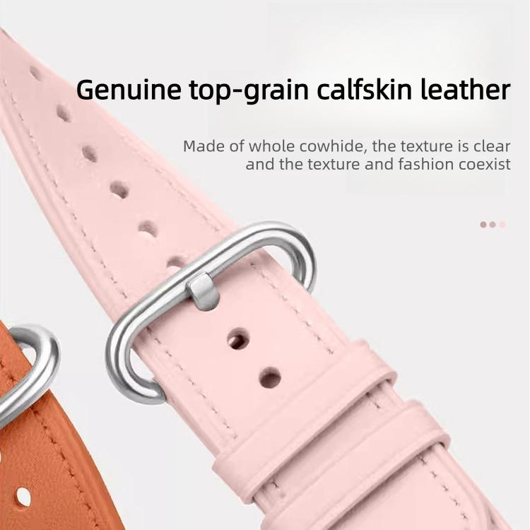 Solid Color Round Buckle Genuine Leather Watch Band, For Xiaomi Watch S4