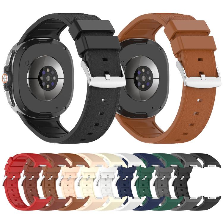 Silicone Integrated Vegan Leather Watch Band, For Samsung Galaxy Watch8 / Watch8 Classic