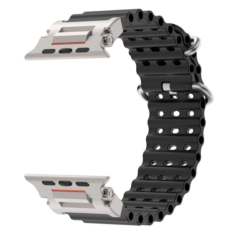 Pioneer Ocean Mecha Metal Connector Silicone Watch Band, For Apple Watch 46mm / 49mm / 45mm / 44mm