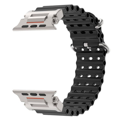 Pioneer Ocean Mecha Metal Connector Silicone Watch Band, For Apple Watch 46mm / 49mm / 45mm / 44mm