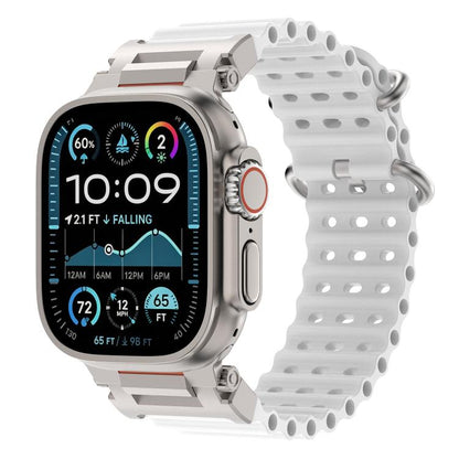 Pioneer Ocean Mecha Metal Connector Silicone Watch Band, For Apple Watch 46mm / 49mm / 45mm / 44mm