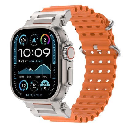 Pioneer Ocean Mecha Metal Connector Silicone Watch Band, For Apple Watch 46mm / 49mm / 45mm / 44mm