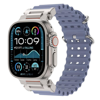 Pioneer Ocean Mecha Metal Connector Silicone Watch Band, For Apple Watch 46mm / 49mm / 45mm / 44mm