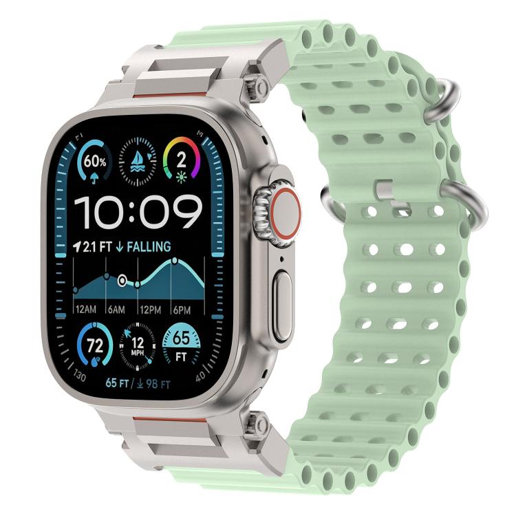 Pioneer Ocean Mecha Metal Connector Silicone Watch Band, For Apple Watch 46mm / 49mm / 45mm / 44mm