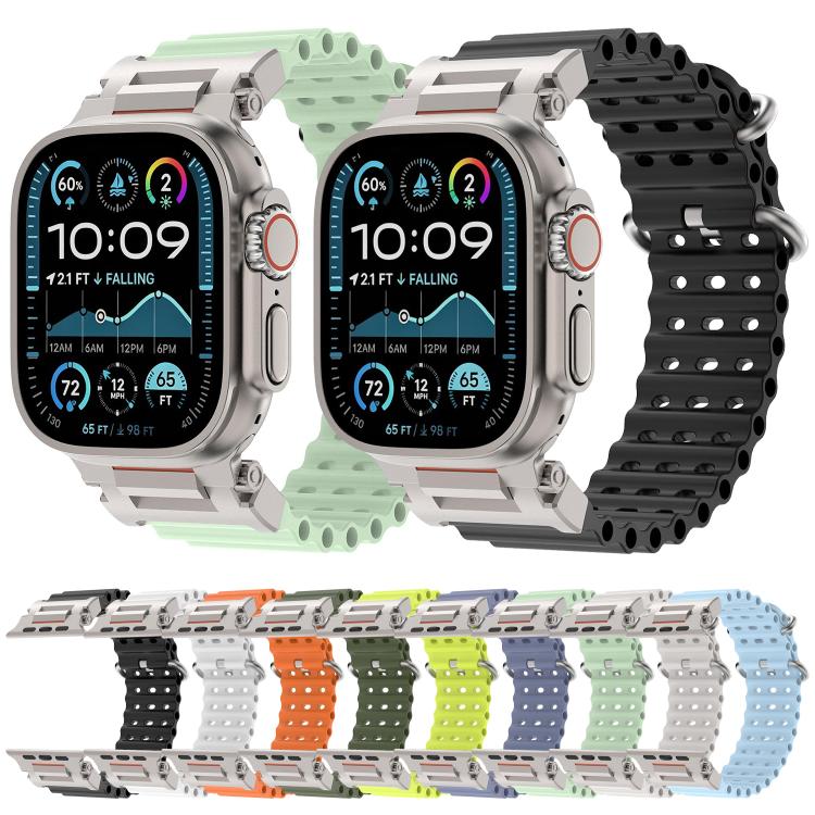Pioneer Ocean Mecha Metal Connector Silicone Watch Band, For Apple Watch 46mm / 49mm / 45mm / 44mm