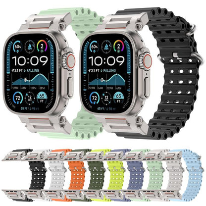 Pioneer Ocean Mecha Metal Connector Silicone Watch Band, For Apple Watch 46mm / 49mm / 45mm / 44mm