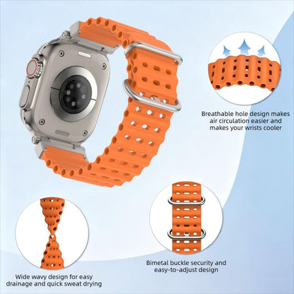 Pioneer Ocean Mecha Metal Connector Silicone Watch Band, For Apple Watch 46mm / 49mm / 45mm / 44mm