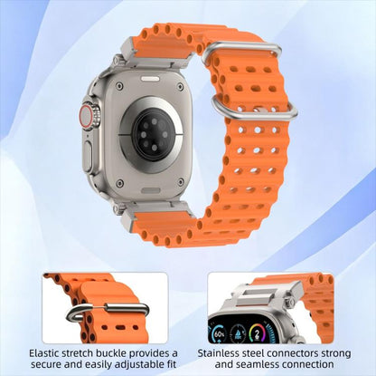 Pioneer Ocean Mecha Metal Connector Silicone Watch Band, For Apple Watch 46mm / 49mm / 45mm / 44mm