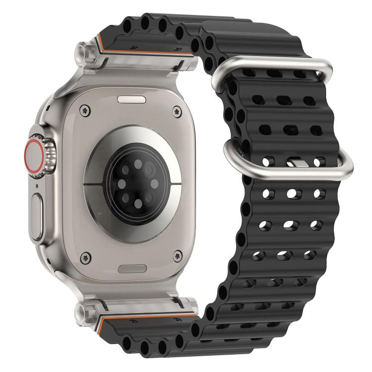 Ocean Mecha Metal Connector Silicone Watch Band, For Apple Watch 46mm / 49mm / 45mm / 44mm