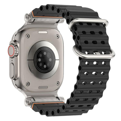 Ocean Mecha Metal Connector Silicone Watch Band, For Apple Watch 46mm / 49mm / 45mm / 44mm