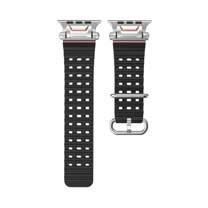 Ocean Mecha Metal Connector Silicone Watch Band, For Apple Watch 46mm / 49mm / 45mm / 44mm