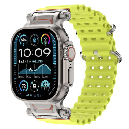 Ocean Mecha Metal Connector Silicone Watch Band, For Apple Watch 46mm / 49mm / 45mm / 44mm