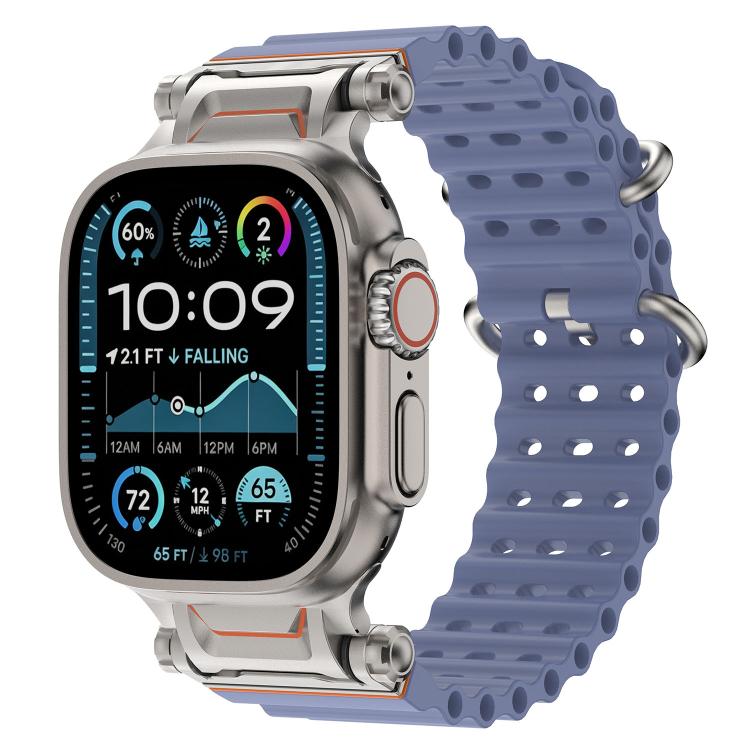 Ocean Mecha Metal Connector Silicone Watch Band, For Apple Watch 46mm / 49mm / 45mm / 44mm