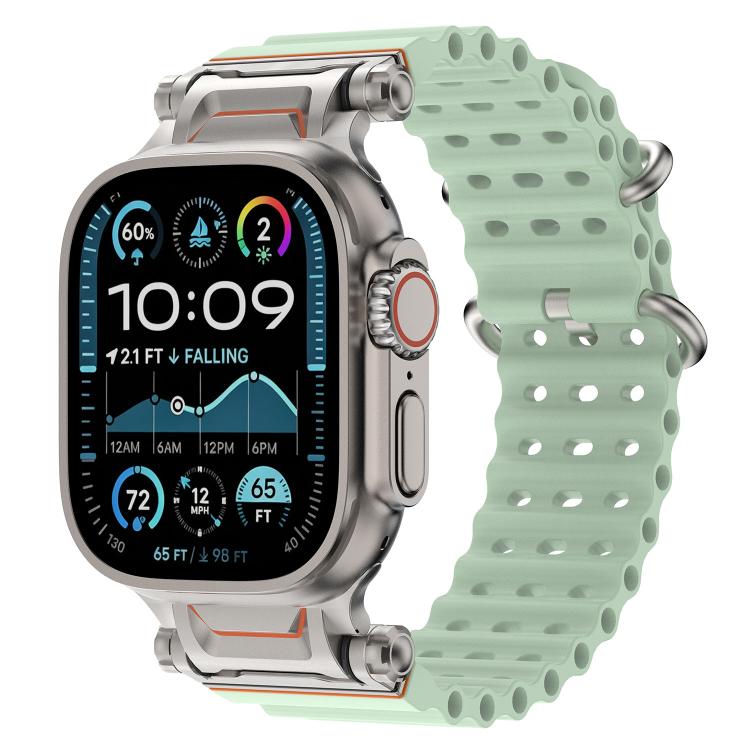Ocean Mecha Metal Connector Silicone Watch Band, For Apple Watch 46mm / 49mm / 45mm / 44mm
