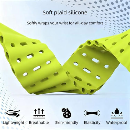 Ocean Mecha Metal Connector Silicone Watch Band, For Apple Watch 46mm / 49mm / 45mm / 44mm