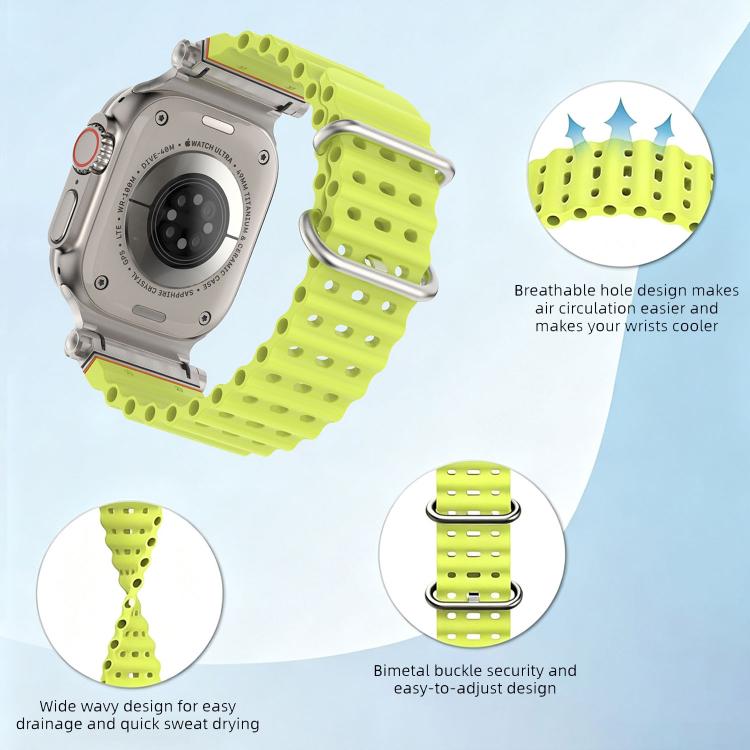 Ocean Mecha Metal Connector Silicone Watch Band, For Apple Watch 46mm / 49mm / 45mm / 44mm