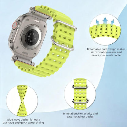 Ocean Mecha Metal Connector Silicone Watch Band, For Apple Watch 46mm / 49mm / 45mm / 44mm