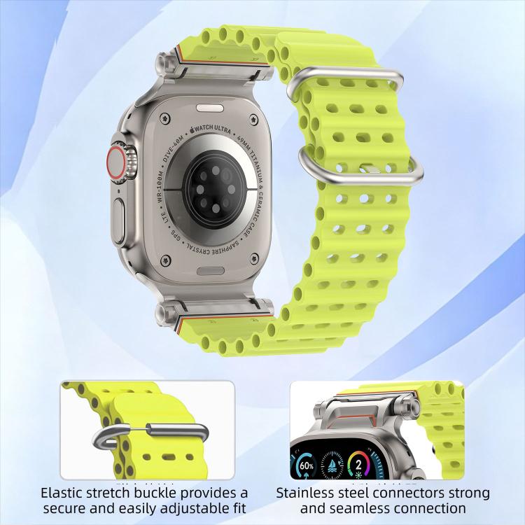 Ocean Mecha Metal Connector Silicone Watch Band, For Apple Watch 46mm / 49mm / 45mm / 44mm