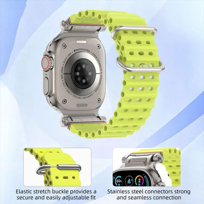 Ocean Mecha Metal Connector Silicone Watch Band, For Apple Watch 46mm / 49mm / 45mm / 44mm