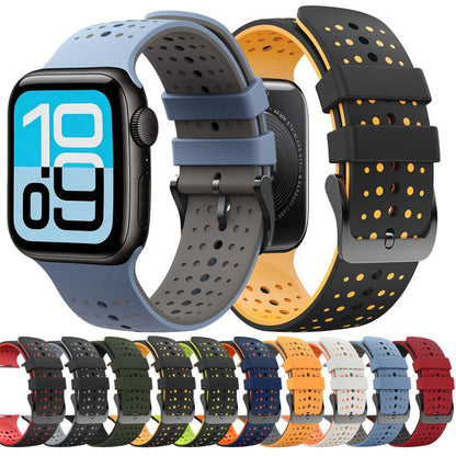 Starry Sky Pattern Two Color Silicone Watch Band, For Apple Watch 46mm / 49mm / 45mm / 44mm