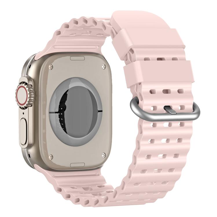 Ocean Perforated Silver Buckle Breathable Silicone Watch Band, For Apple Watch 46mm / 49mm / 45mm / 44mm
