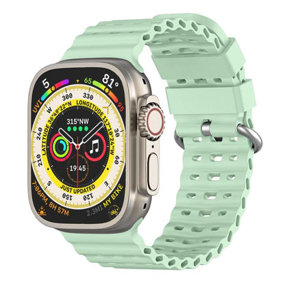 Ocean Perforated Silver Buckle Breathable Silicone Watch Band, For Apple Watch 46mm / 49mm / 45mm / 44mm