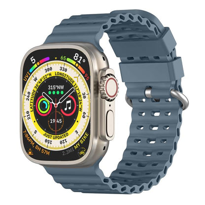Ocean Perforated Silver Buckle Breathable Silicone Watch Band, For Apple Watch 46mm / 49mm / 45mm / 44mm