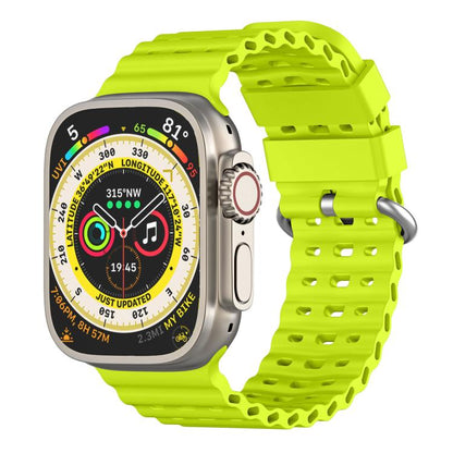 Ocean Perforated Silver Buckle Breathable Silicone Watch Band, For Apple Watch 46mm / 49mm / 45mm / 44mm