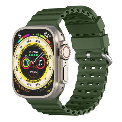 Ocean Perforated Silver Buckle Breathable Silicone Watch Band, For Apple Watch 46mm / 49mm / 45mm / 44mm