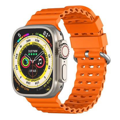 Ocean Perforated Silver Buckle Breathable Silicone Watch Band, For Apple Watch 46mm / 49mm / 45mm / 44mm