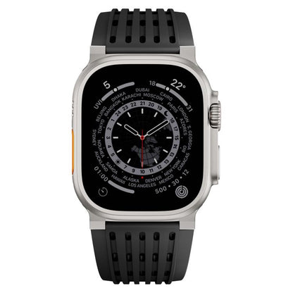 Double Ring Stainless Steel Pin Buckle Breathable Silicone Watch Band, For Apple Watch 46mm / 49mm / 45mm / 44mm