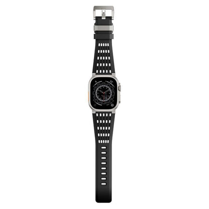 Double Ring Stainless Steel Pin Buckle Breathable Silicone Watch Band, For Apple Watch 46mm / 49mm / 45mm / 44mm