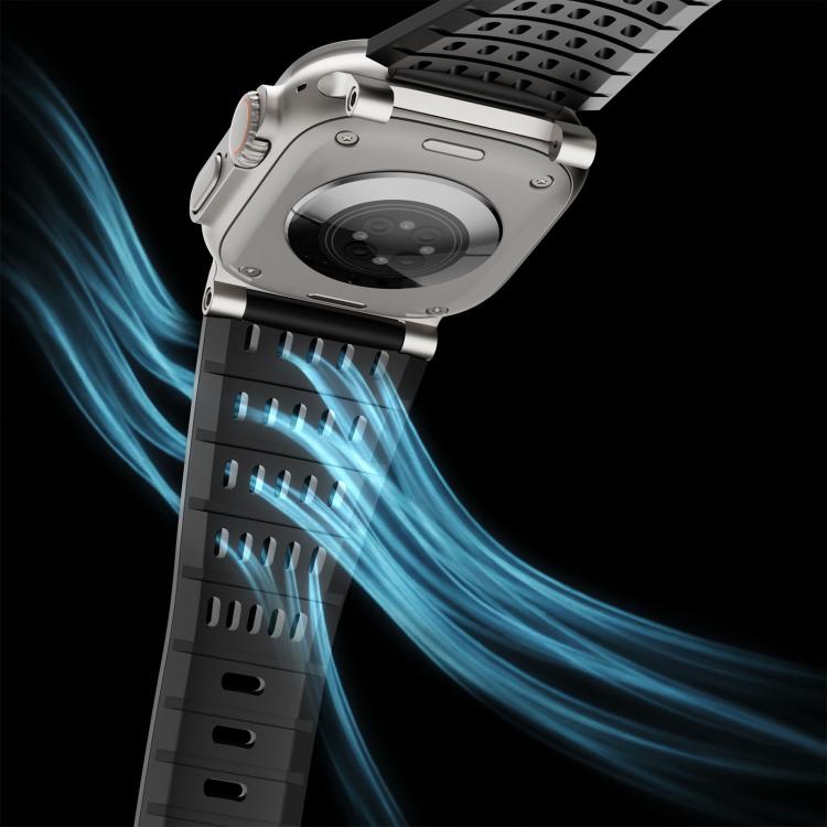 Double Ring Stainless Steel Pin Buckle Breathable Silicone Watch Band, For Apple Watch 46mm / 49mm / 45mm / 44mm