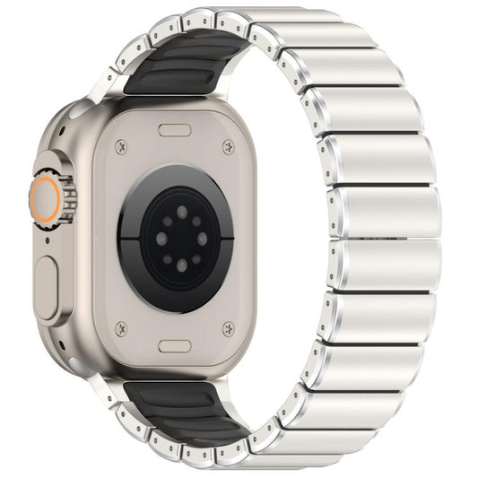 Folding Buckle One Bead Silicone Titanium Alloy Watch Band, For Apple Watch 46mm / 49mm / 45mm / 44mm, For Apple Watch 42mm / 41mm / 40mm / 38mm