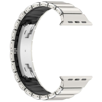 Folding Buckle One Bead Silicone Titanium Alloy Watch Band, For Apple Watch 46mm / 49mm / 45mm / 44mm, For Apple Watch 42mm / 41mm / 40mm / 38mm