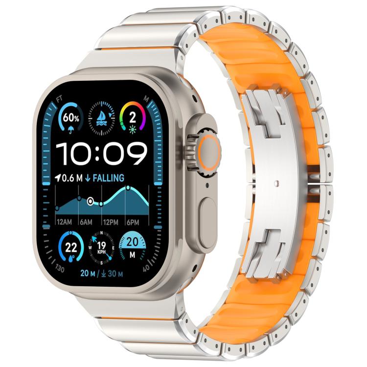 Folding Buckle One Bead Silicone Titanium Alloy Watch Band, For Apple Watch 46mm / 49mm / 45mm / 44mm, For Apple Watch 42mm / 41mm / 40mm / 38mm