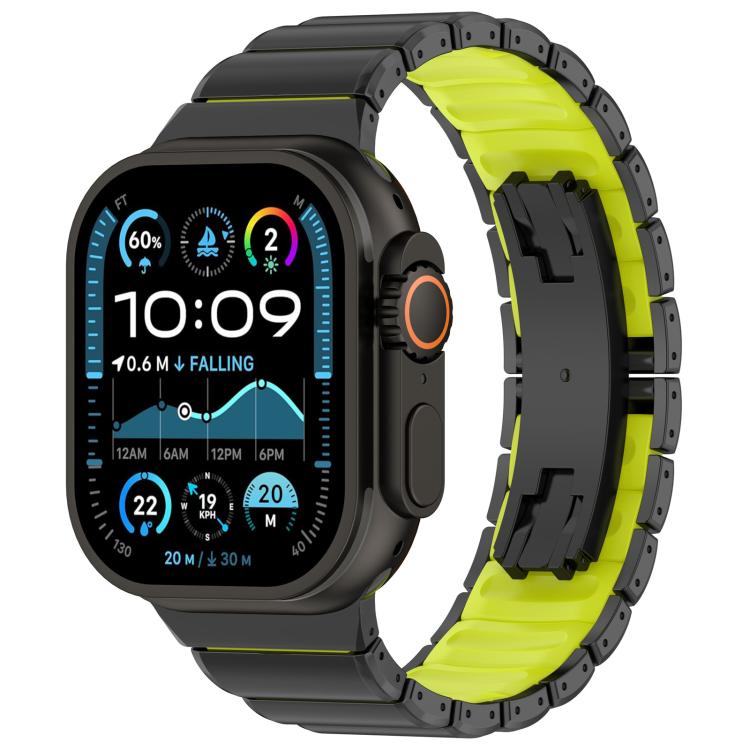 Folding Buckle One Bead Silicone Titanium Alloy Watch Band, For Apple Watch 46mm / 49mm / 45mm / 44mm, For Apple Watch 42mm / 41mm / 40mm / 38mm