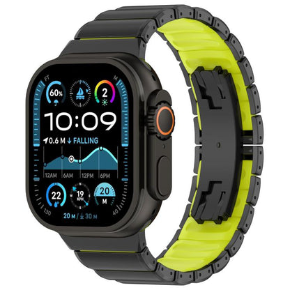Folding Buckle One Bead Silicone Titanium Alloy Watch Band, For Apple Watch 46mm / 49mm / 45mm / 44mm, For Apple Watch 42mm / 41mm / 40mm / 38mm